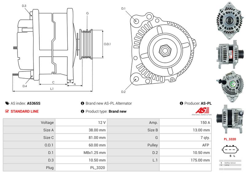 AS-PL A5365S Alternator