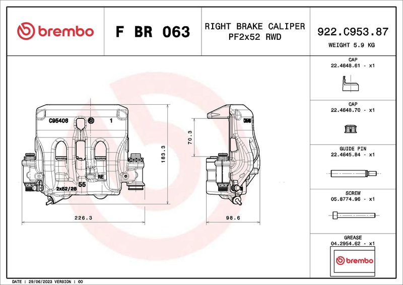 Гальмівний супорт, Brembo FBR063