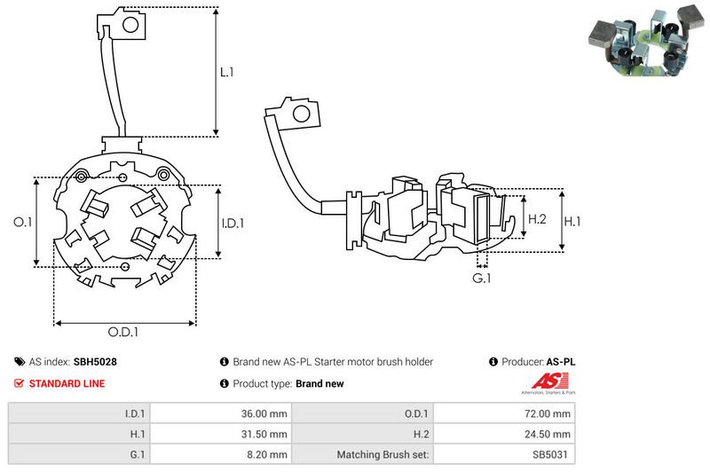 AS-PL SBH5028 Holder, carbon brushes