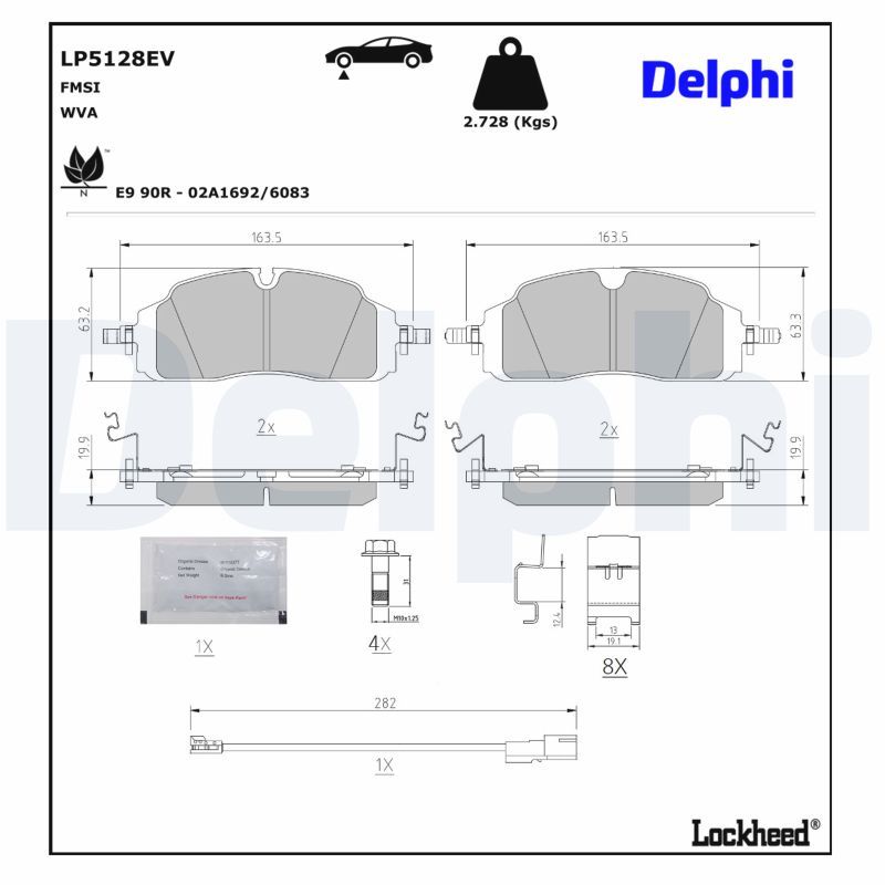 DELPHI Stabdžių trinkelių rinkinys, diskinis stabdys