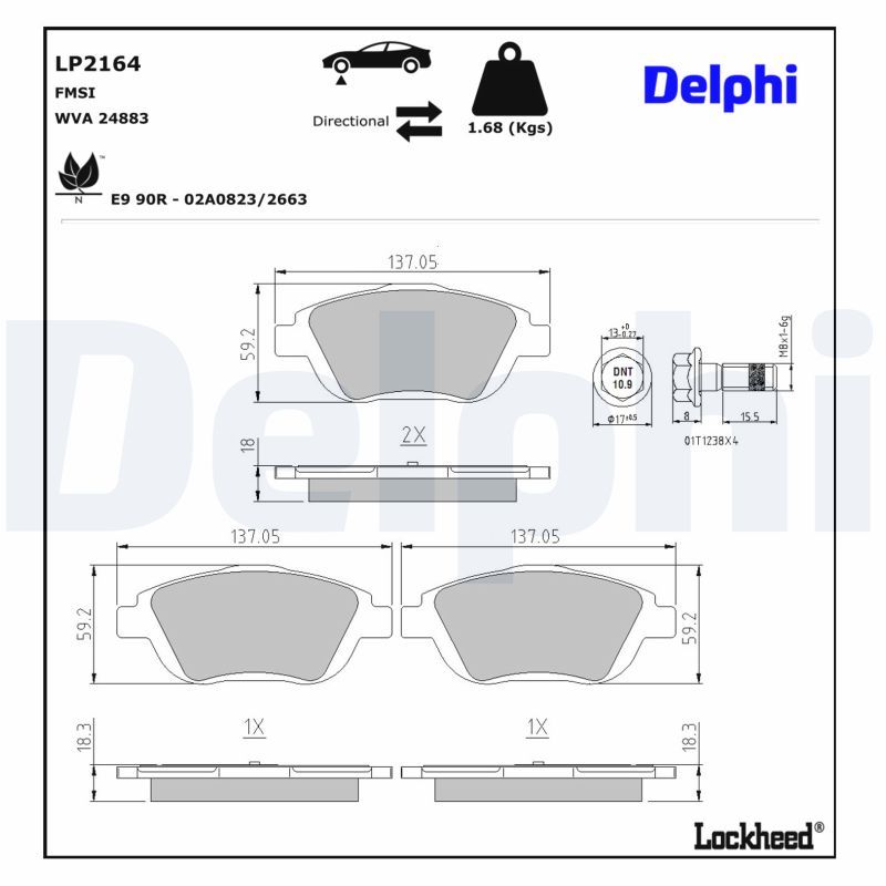 Piduriklotsi komplekt, ketaspidur, DELPHI LP2164