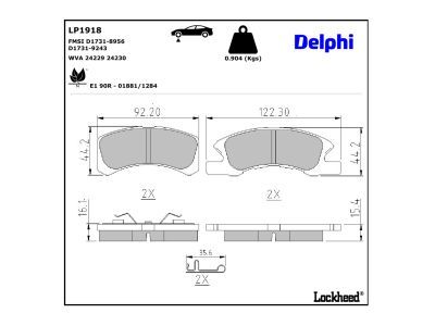 DELPHI LP1918 Brake Pad Set, disc brake
