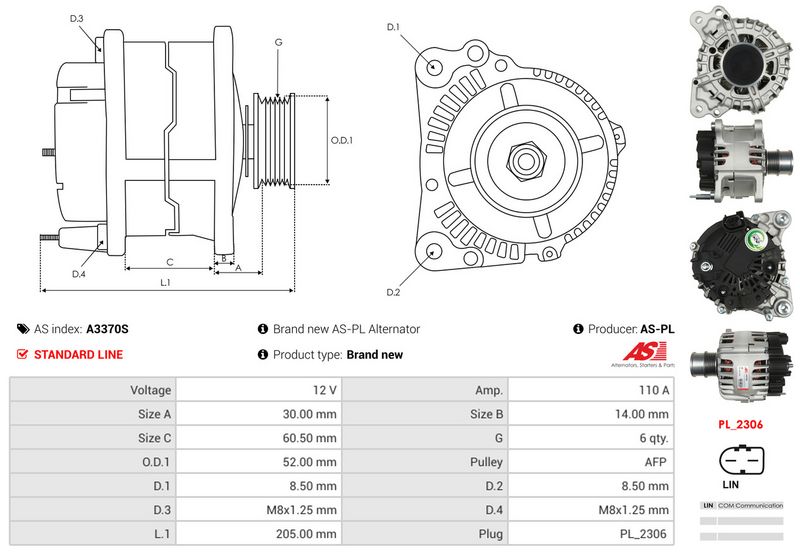 AS-PL A3370S Alternator