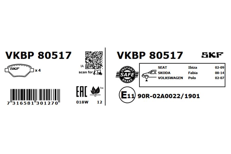 SKF VKBP 80517 Brake Pad Set, disc brake