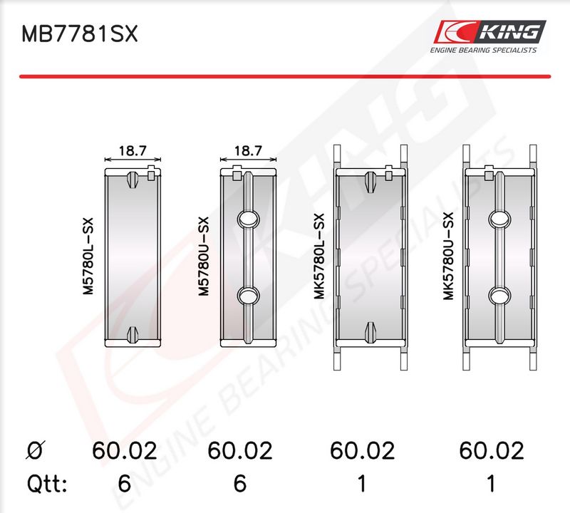 Set cuzineți arbore cotit KING MB7781SX