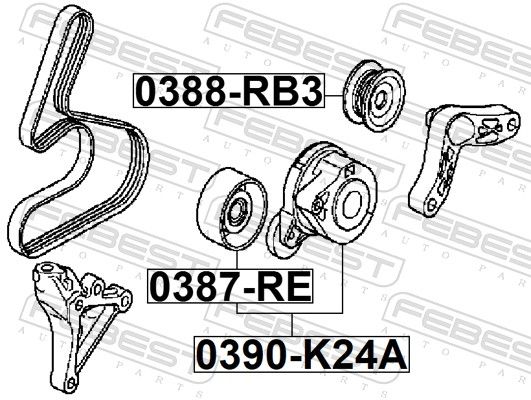 FEBEST 0390-K24A Belt Tensioner, V-ribbed belt