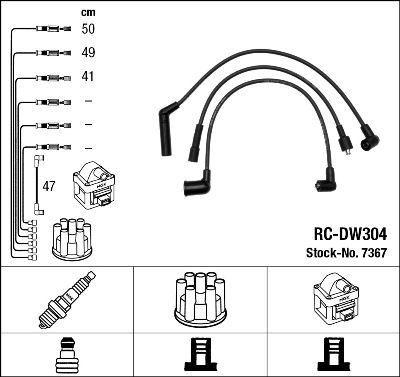 Комплект проводів високої напруги, Ngk RCDW304