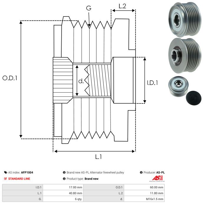 AS-PL AFP1004 Alternator Freewheel Clutch