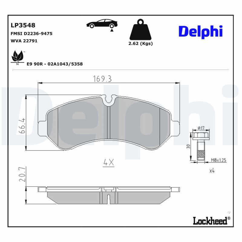 DELPHI LP3548 Brake Pad Set, disc brake