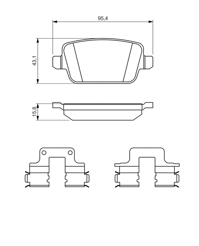 Piduriklotsi komplekt, ketaspidur, BOSCH 0 986 494 639