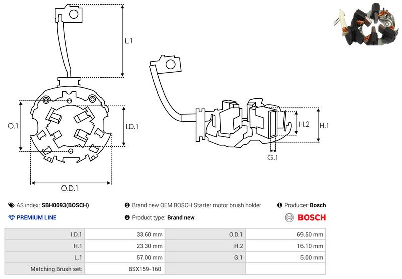 AS-PL SBH0093(BOSCH) Holder, carbon brushes