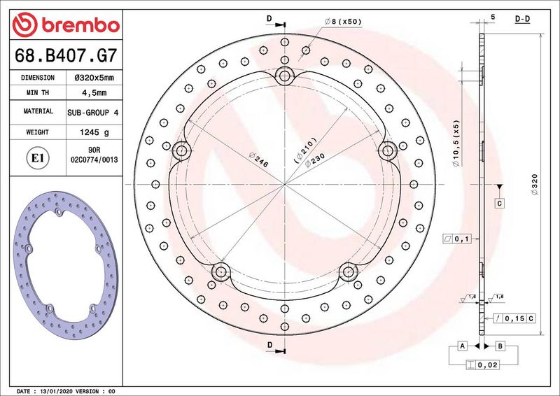 Brake disc Voor vast, 320/0x5mm 5x230mm, diameter bevestigingsgat 10,5mm, hoogte (tussenruimte) 0 past: HONDA NC 700S/750 S DCT/750 X/750 X DCT/750 XA 2012-2015
