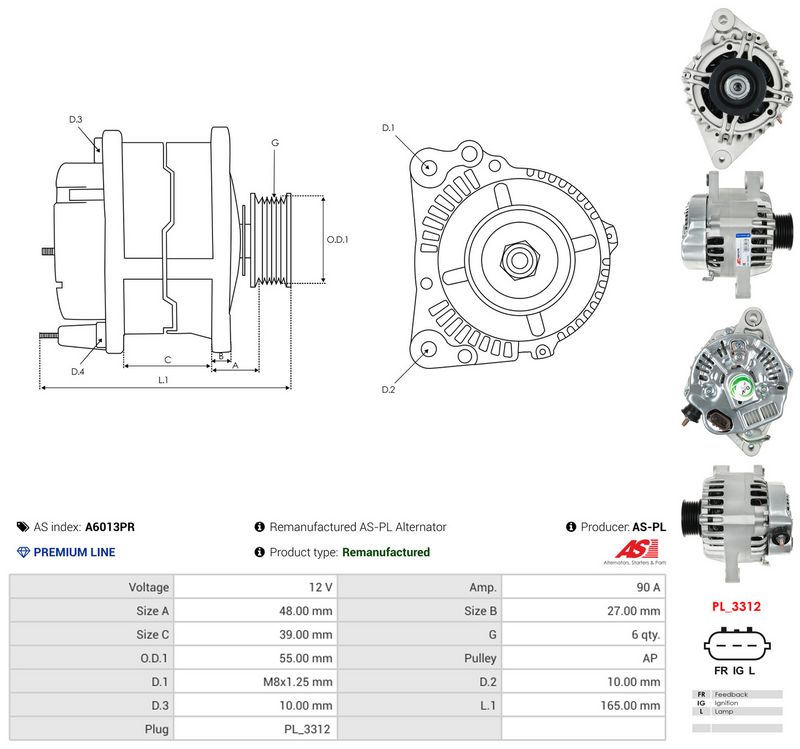 Generaator, AS-PL A6013PR