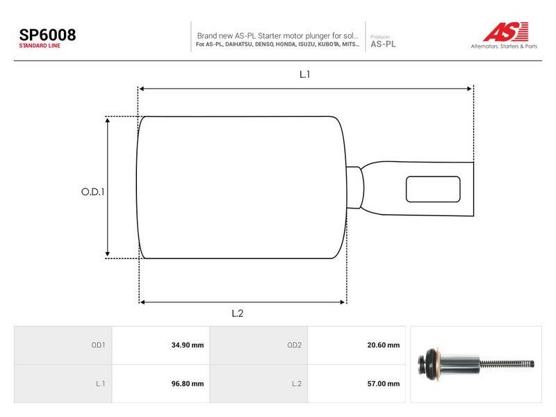 Remondikomplekt, Starter, AS-PL SP6008