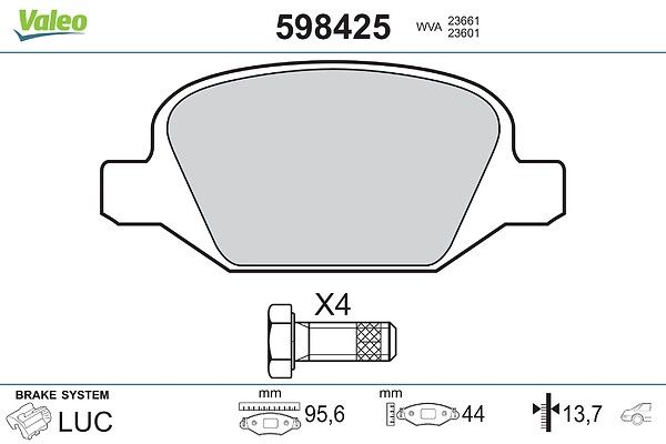 комплект спирачно феродо, дискови спирачки VALEO
