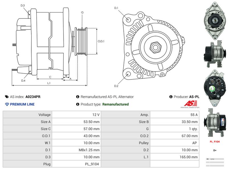 AS-PL A0234PR Alternator