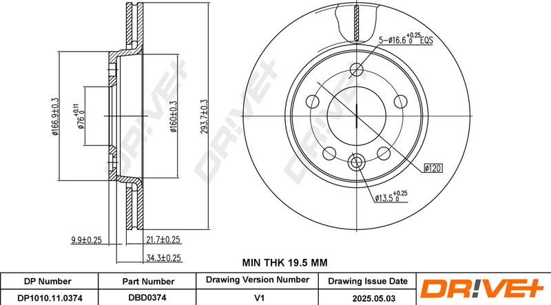 Disc frana DP1010.11.0374 Dr!ve+
