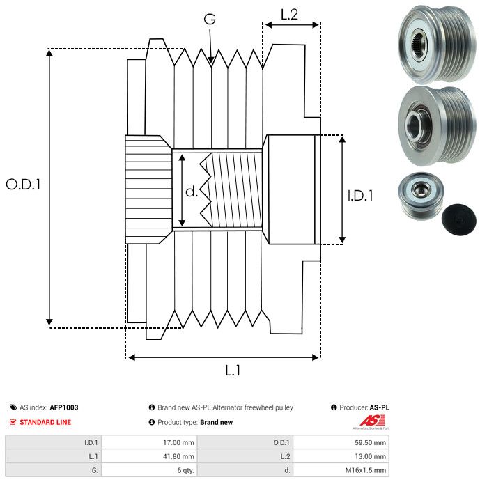 AS-PL AFP1003 Alternator Freewheel Clutch