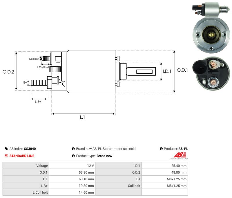 AS-PL SS3040 Solenoid Switch, starter