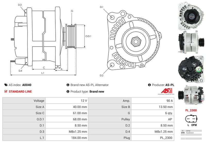 AS-PL A0040 Alternator