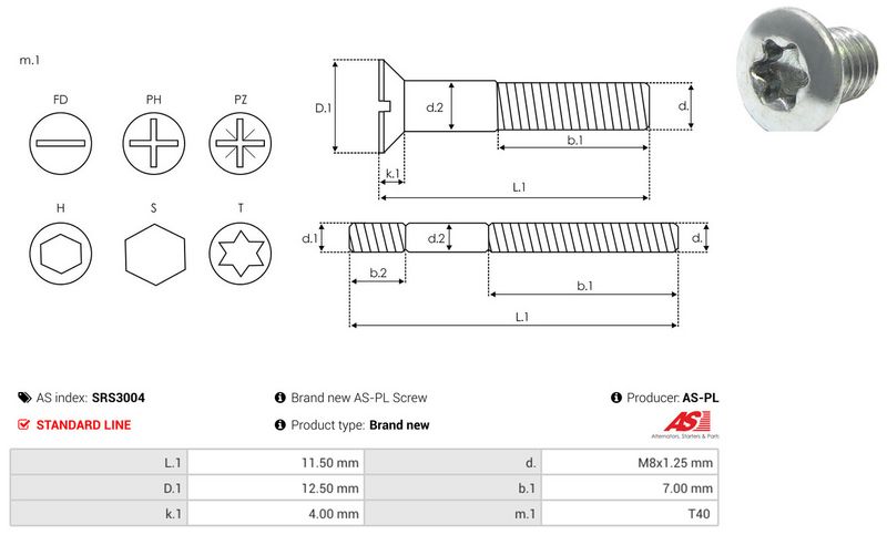 Remondikomplekt, generaator, AS-PL SRS3004