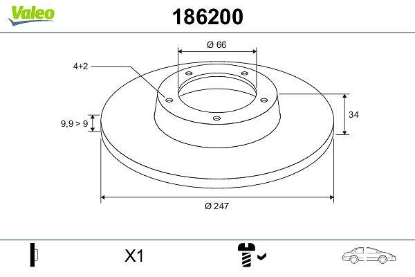 Disque+de+frein VALEO 186200