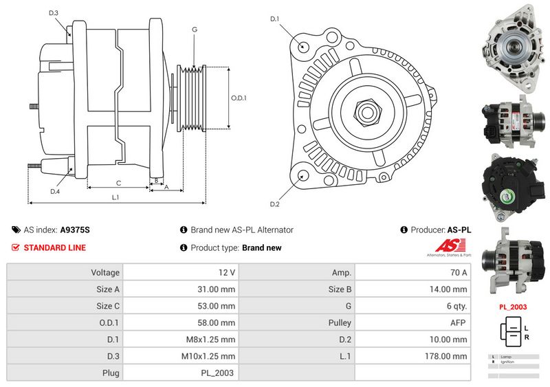 AS-PL A9375S Alternator