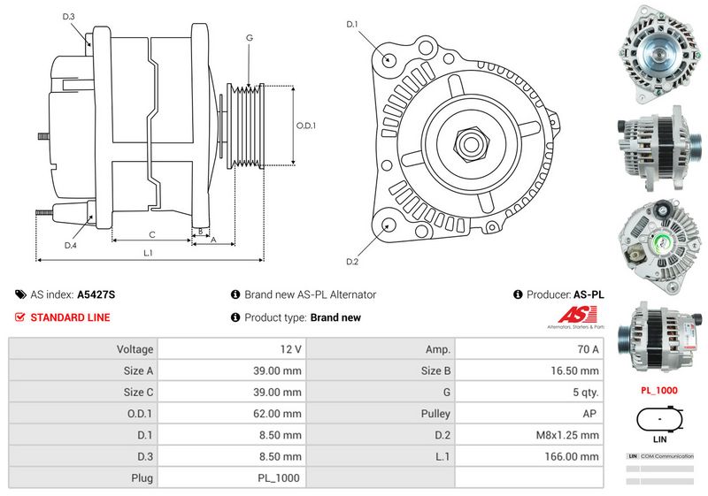 AS-PL A5427S Alternator