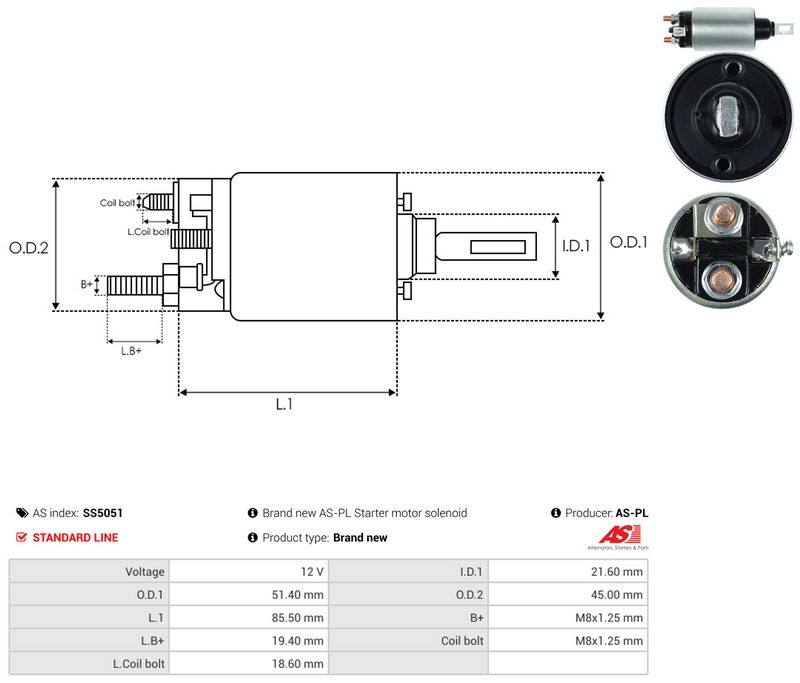 AS-PL SS5051 Solenoid Switch, starter