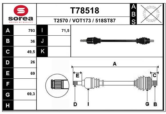 EAI hajtótengely T78518