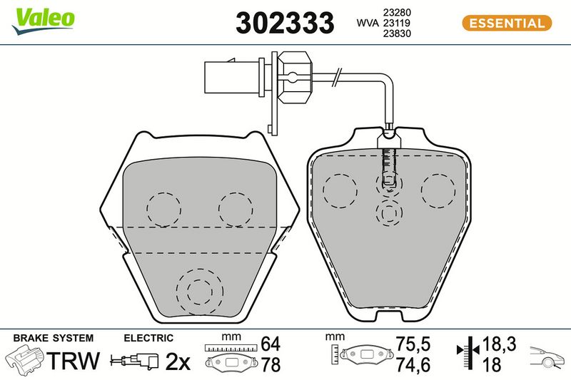 комплект спирачно феродо, дискови спирачки VALEO