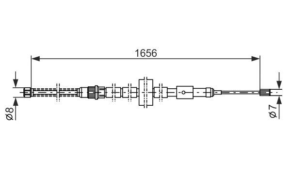 BOSCH PEUGEOT трос ручного тормоза задний левый 306-01.