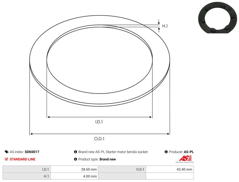 Remondikomplekt, Starter, AS-PL SDK0017
