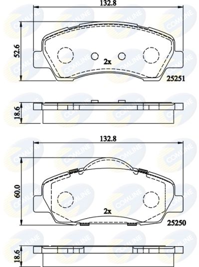 Комплект гальмівних накладок, дискове гальмо, Comline CBP02199