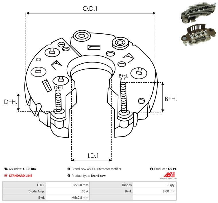 AS-PL ARC5184 Rectifier, alternator