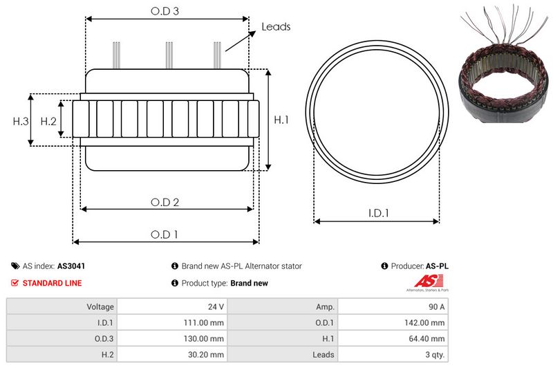 AS-PL AS3041 Stator, alternator