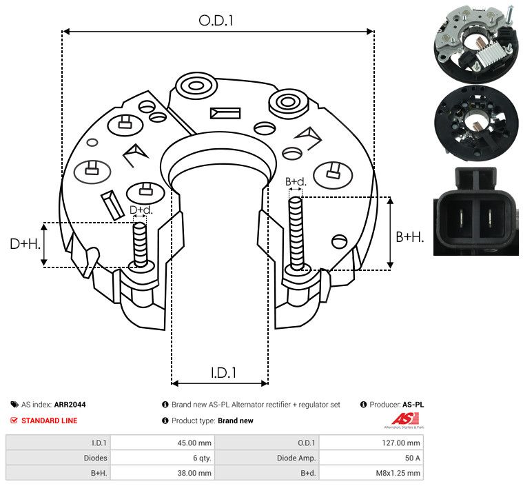 AS-PL ARR2044 Rectifier, alternator