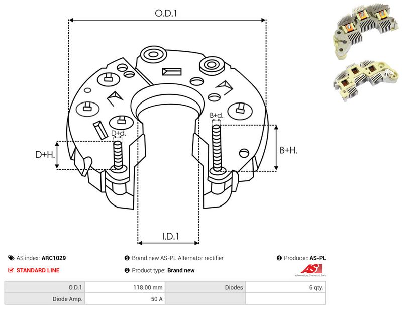 AS-PL ARC1029 Rectifier, alternator