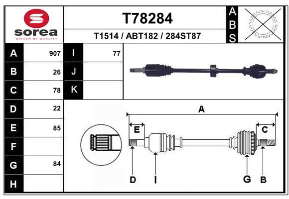 EAI hajtótengely T78284