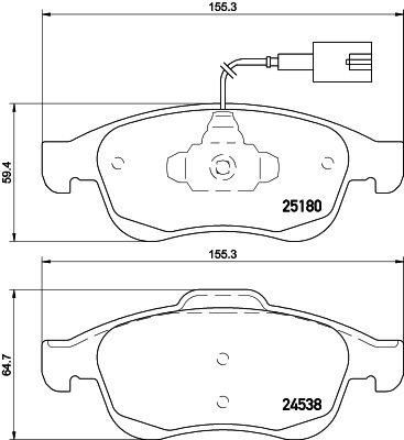 Комплект гальмівних накладок, дискове гальмо, Hella 8DB355015-521