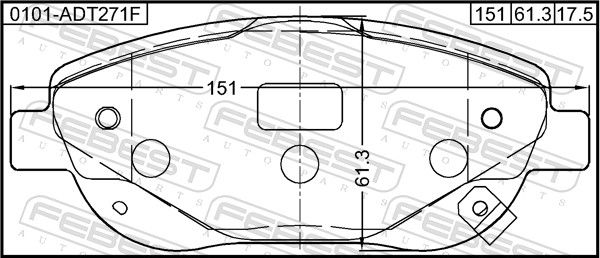 Комплект гальмівних накладок, дискове гальмо, Febest 0101ADT271F