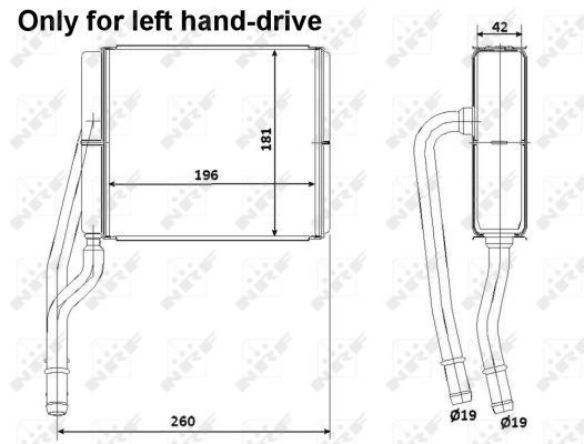 Теплообмінник, система опалення салону, Ford Transit Connect 1.4-2.0 98-, Nrf 53206