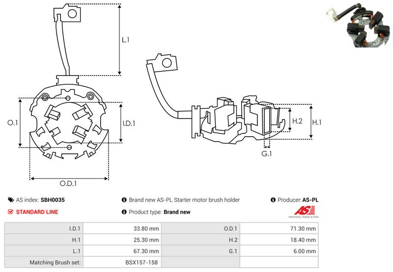 AS-PL SBH0035 Holder, carbon brushes