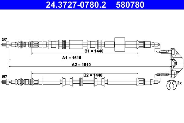 ATE Trekkabel, parkeerrem 24.3727-0780.2