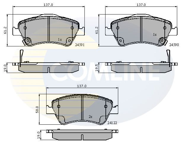 Комплект гальмівних накладок, дискове гальмо, Comline CBP31576