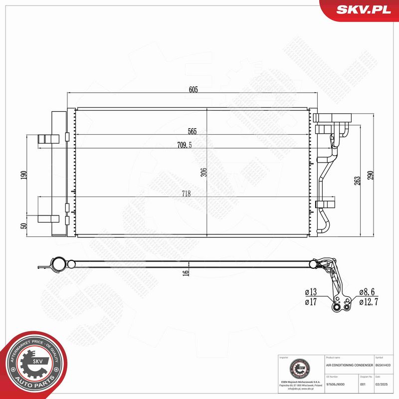 ESEN SKV 86SKV433 Condenser, air conditioning