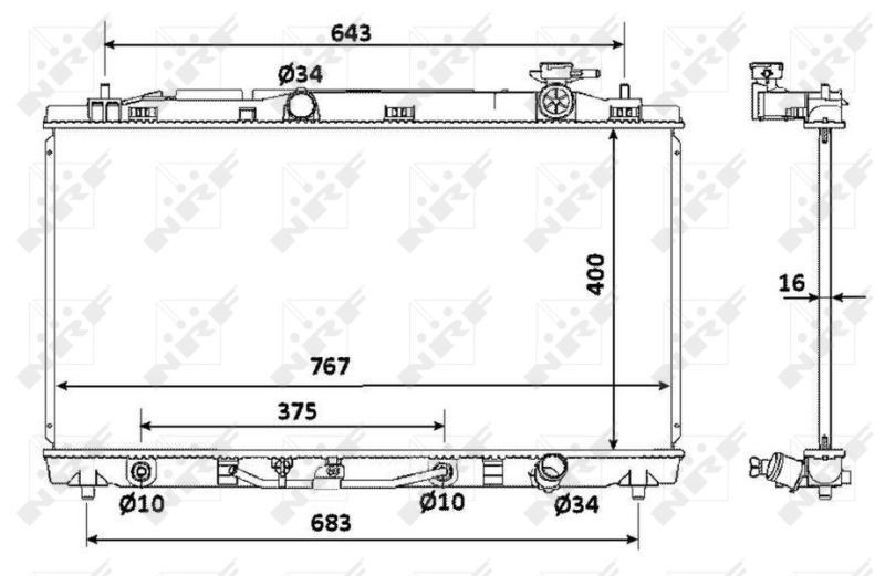 Радіатор, система охолодження двигуна, Toyota Camry, Venza 3.5 05.06-11.16, Nrf 53922