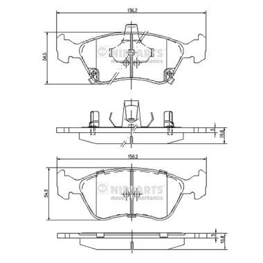 Комплект гальмівних накладок, дискове гальмо, Nipparts J3602080