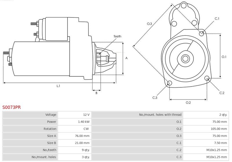 Стартер, Auto Starter S0073PR