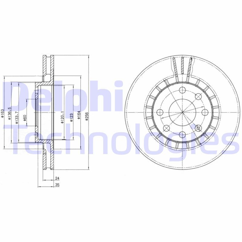 DELPHI DAEWOO диск гальмівний передній Nexia,Lanos,Espero 256*24